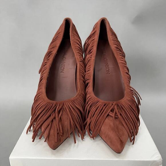 B37 Ulla Johnson Inez Fringe High Heel Womens 6 Boho Maximalism Western Chic - Picture 5 of 13